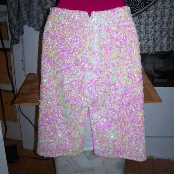 Unbranded White Sequin Skirt Sz M/L - Picture 4 of 7